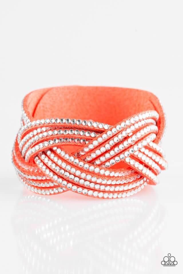 Paparazzi Bracelet “Big City Shimmer” Orange Leather Bracelet - Brighten Up and Bling It