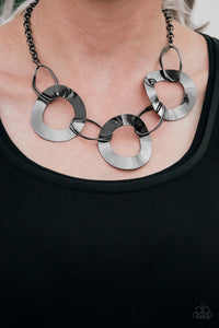 Paparazzi “Modern Mechanics” Black Gunmetal Asymmetrical Necklace