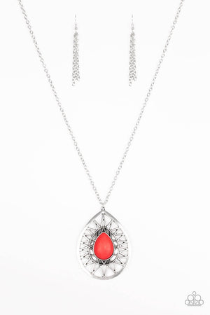 Paparazzi “Summer Sunbeam” Red Stone Sunburst Necklace