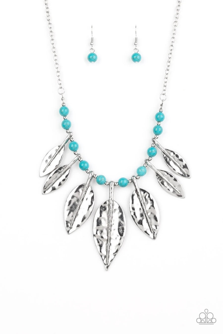 Paparazzi “Highland Harvester” Blue Turquoise Leaf Necklace