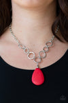 Paparazzi “Livin On a Prairie” Red Teardrop Crackle Stone Necklace