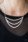 Vintage Paparazzi “Jungle Rumble” Silver Hammered Bar Necklace