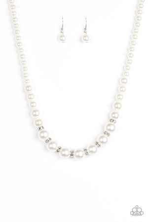 Paparazzi Necklace “ Showtime Shimmer” White/Silver Pearl Necklace - Brighten Up and Bling It