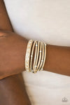 Paparazzi “Catwalk it Off” Gold Metallic Double Leather Wrap Bracelet