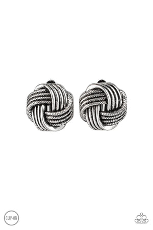 Paparazzi “Noticeably Knotted” Silver Clip-On Earrings