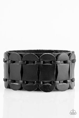 Paparazzi Bracelet “Traffic Control” Men’s Black Leather Bracelet