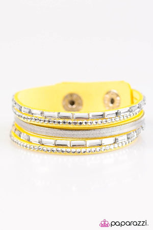 Vintage Paparazzi “Hit the Lights” Yellow Urban Leather Bracelet