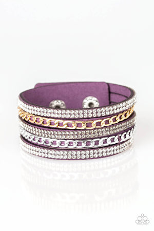 Paparazzi “Fashion Fiend” Purple and Gold Single Leather Wrap Bracelet