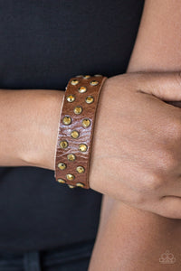 Paparazzi “Shine On You Crazy Diamond” Brown Leather Urban Bracelet With Brass