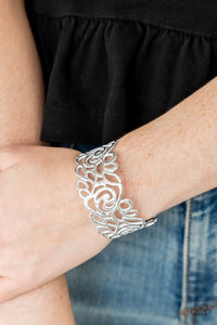 Paparazzi “Victorian Gardens” White Floral Cuff Bracelet