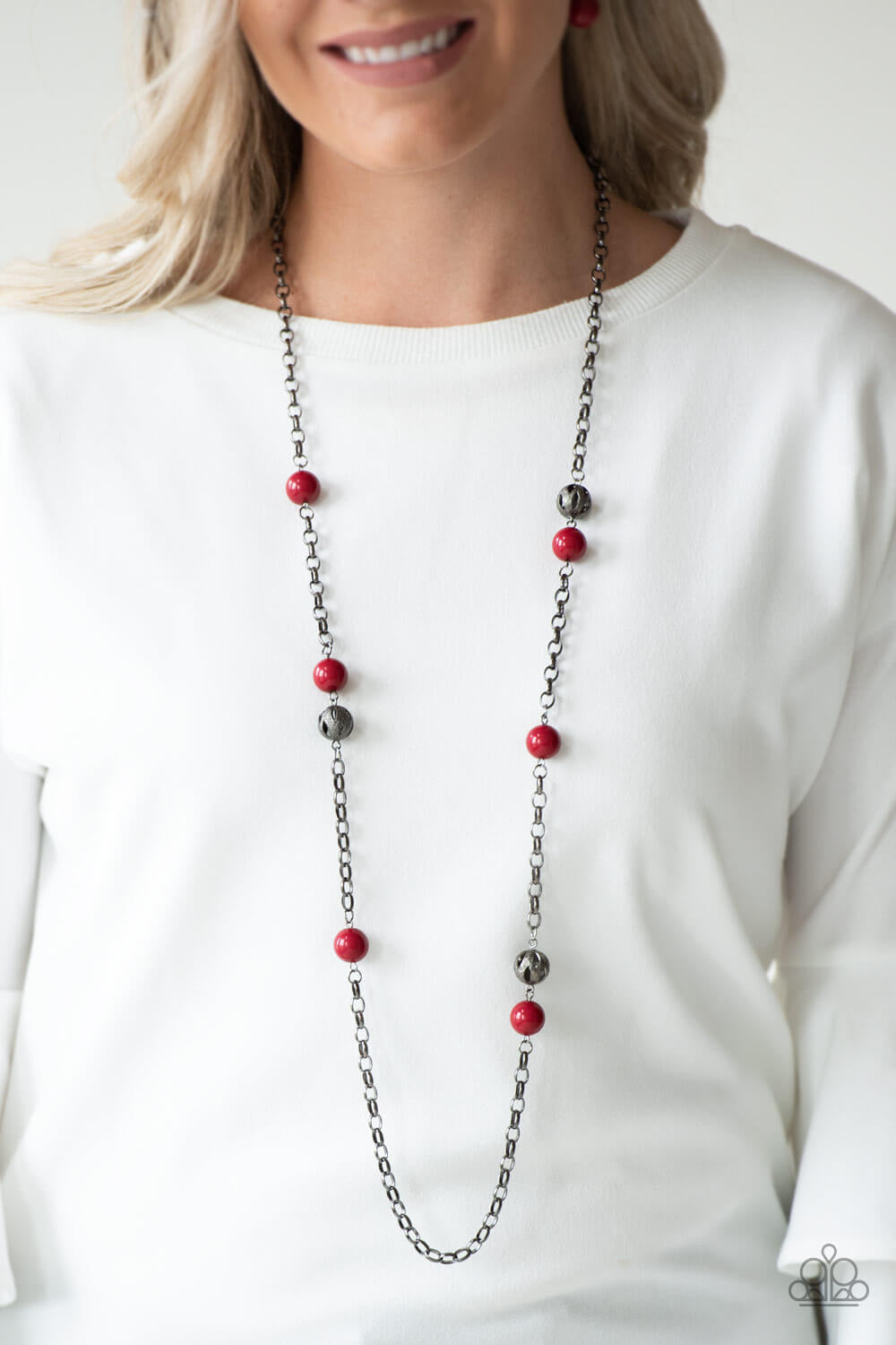 Paparazzi Red and Gunmetal Necklace “Fashion Fad”