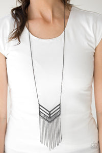 Paparazzi “Alpha Attitude” Black Gunmetal Long Necklace