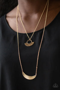 Paparazzi “Tribal Trek” Gold Crescent Necklace