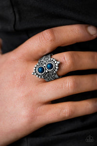 Vintage Paparazzi “Riverside Radiance” Blue Bead Stretch Ring