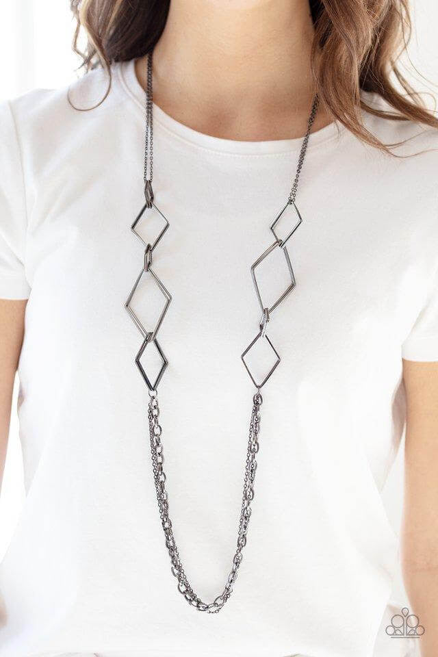 Paparazzi “Fashion Fave” Black Gunmetal Long Necklace