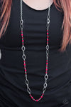 Vintage Paparazzi “Sparkling Sophistication” Red Bead Long Necklace