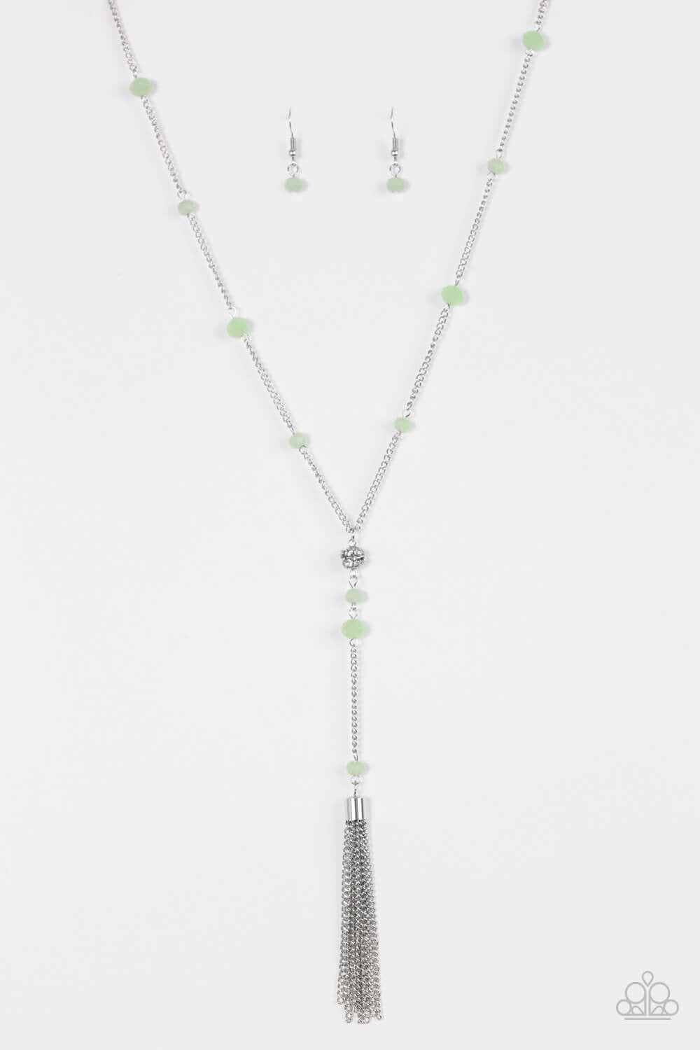 Vintage Paparazzi “Out All Night” Green Y Necklace
