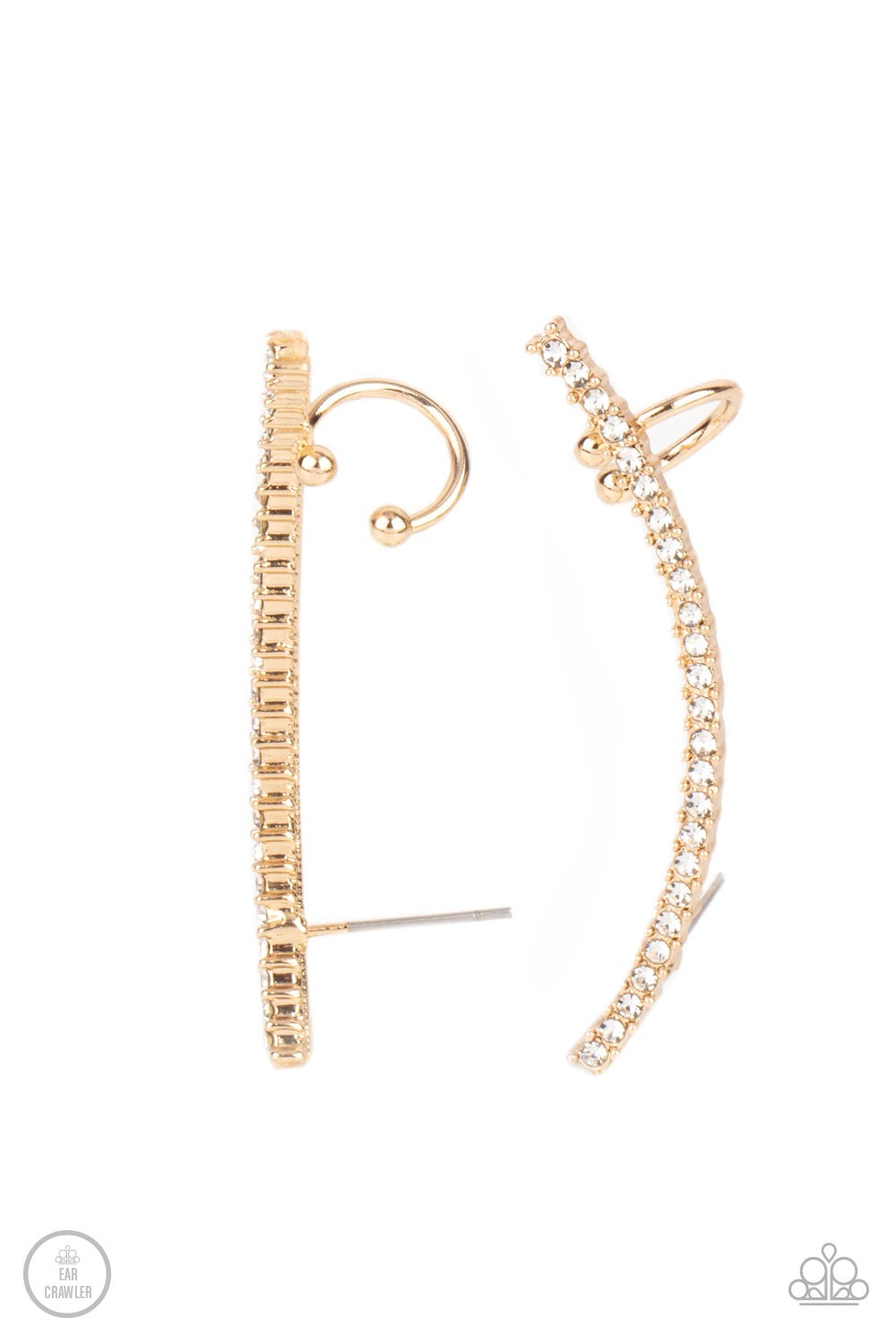 Paparazzi “Sleekly Shimmering” Gold Rhinestone Ear Crawler Earrings