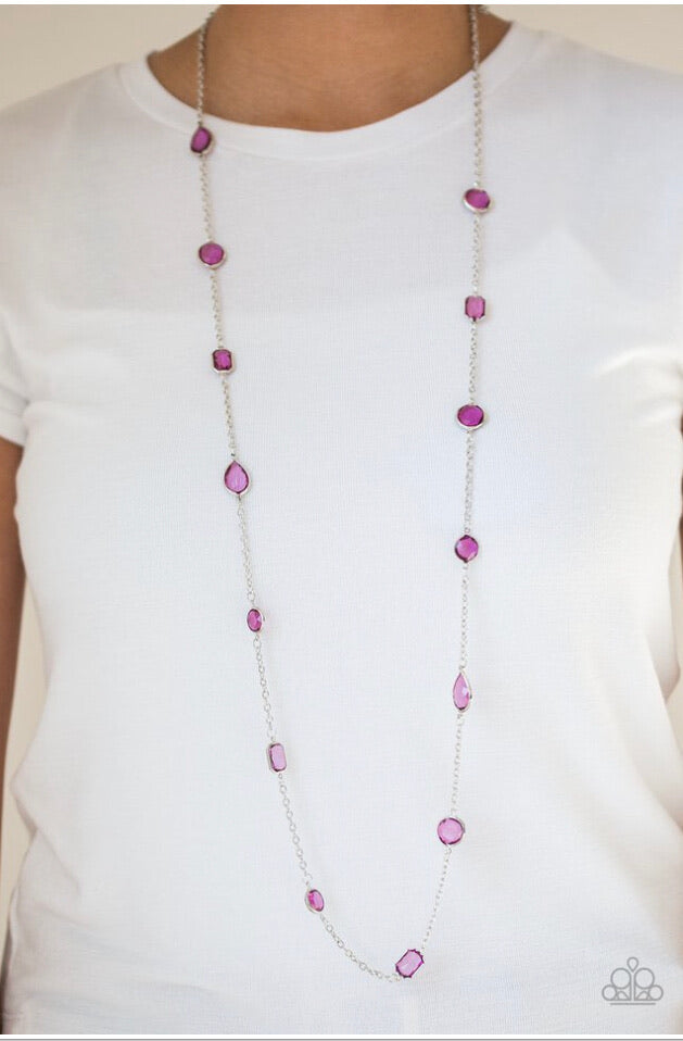 Paparazzi “Glassy Glamorous” Purple Glassy Stone Necklace
