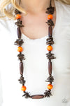Paparazzi “Cozumel Coast” Orange Brown Wooden Necklace