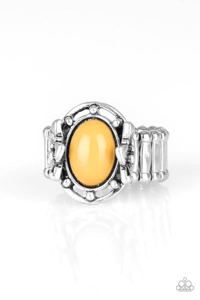 Paparazzi “Color Me Confident” Yellow Bead Floral Stretch Ring