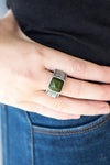 Vintage Paparazzi “Tiger Trainer” Green Bead Stretch Ring