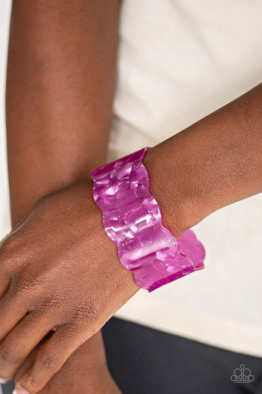 Paparazzi “Retro Ruffle” Purple Acrylic Cuff Bracelet