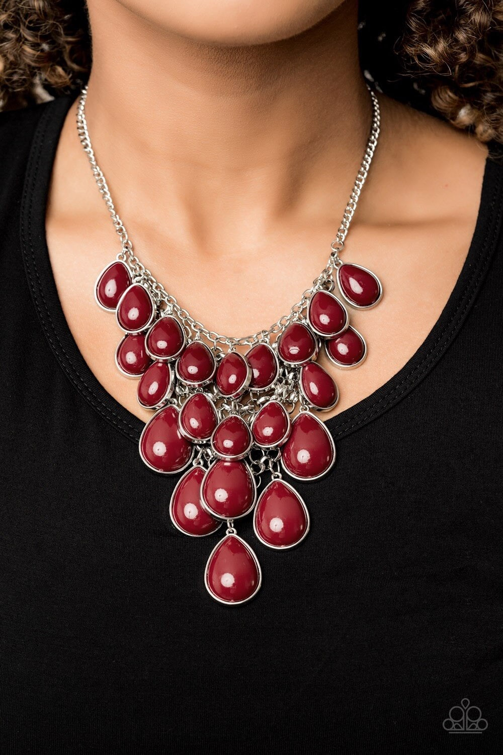 Paparazzi “Shop TIL You Teardrop” Red Statement Necklace - 2019 Convention Exclusive