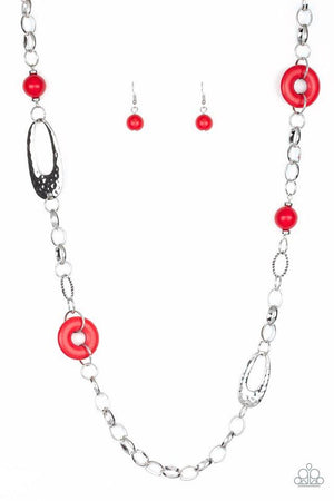 Paparazzi “Artisan Artifacts” Red Crackle Stone Hammered Necklace