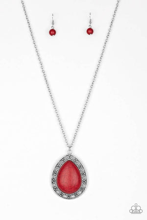 Paparazzi “Full Frontier” Red Crackle Stone Necklace