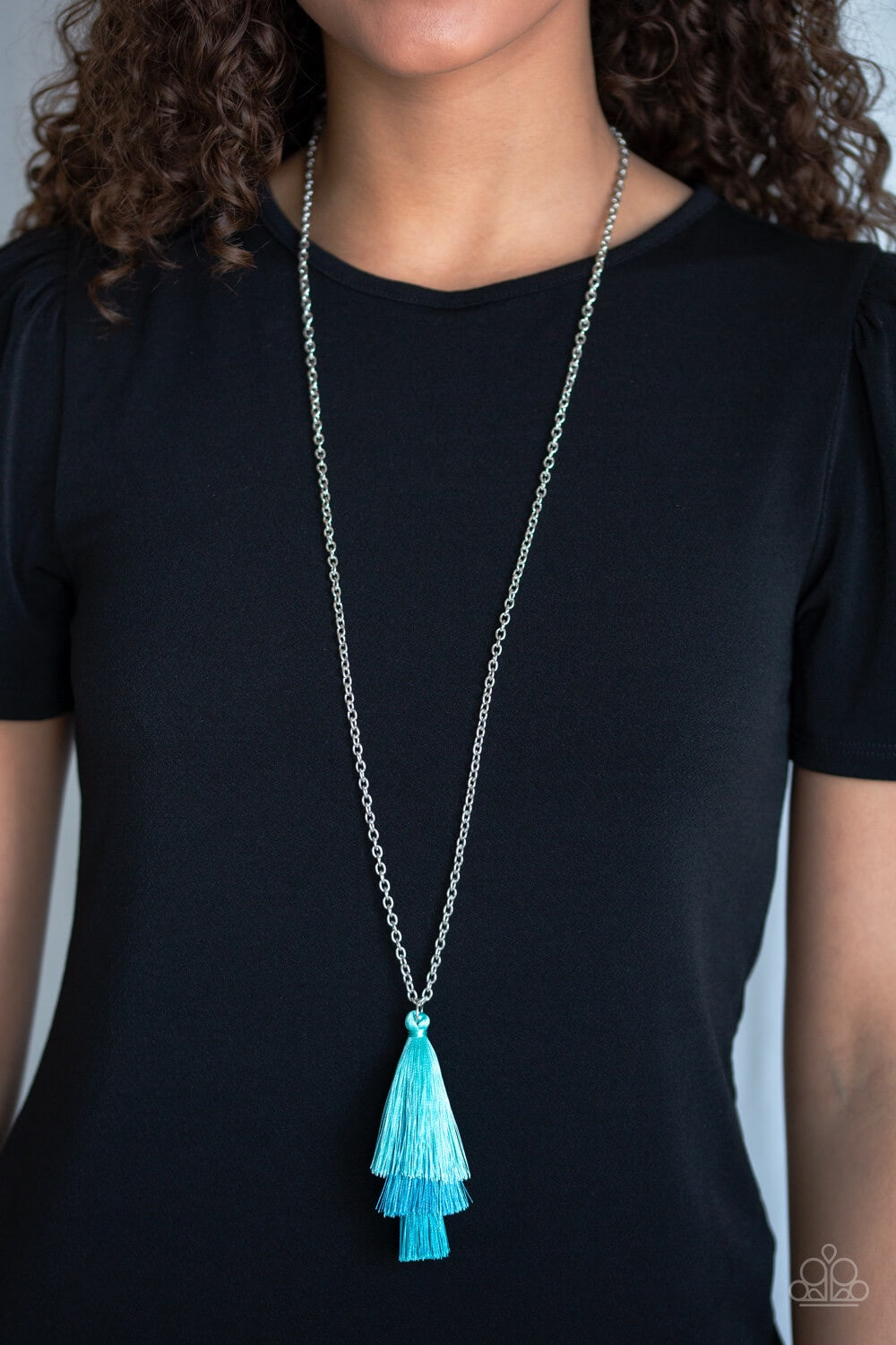 Paparazzi “Triple the Tassel” Blue Tassel Necklace