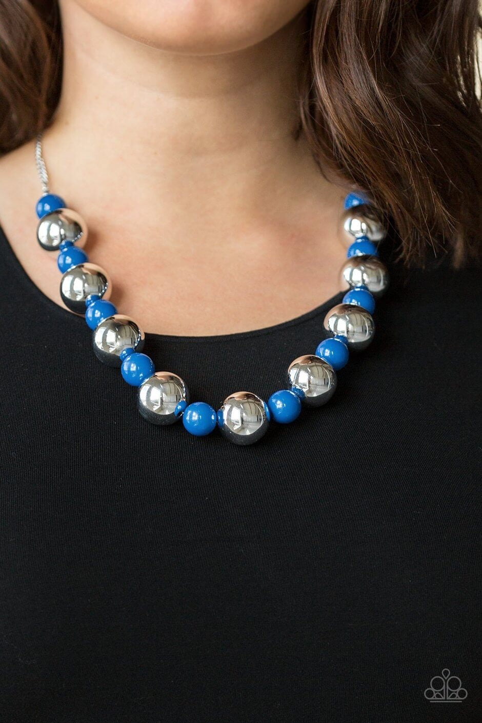 Paparazzi “Top POP” Blue and Silver Bead Necklace