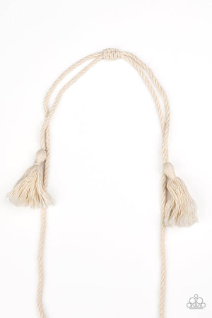 Paparazzi “Macrame Mantra” White Macrame Corded Necklace