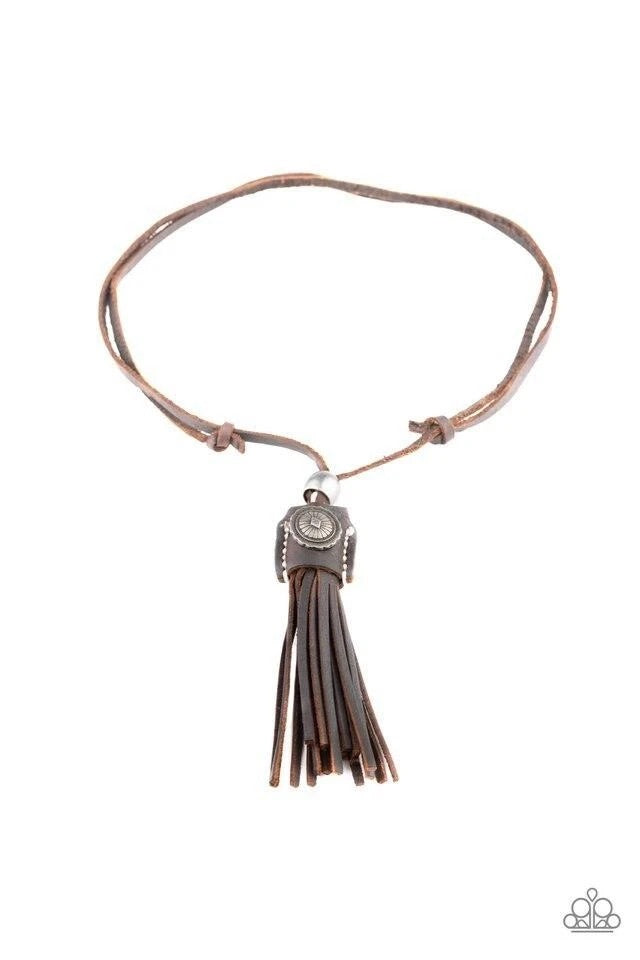 Paparazzi “Old Town Road” Brown Leather Necklace