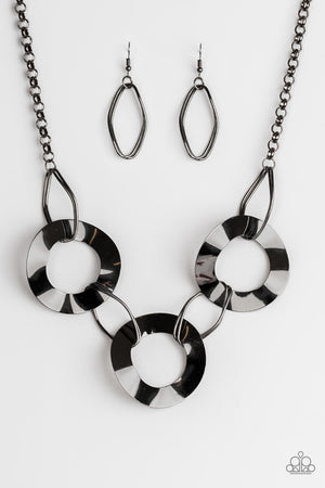 Paparazzi “Modern Mechanics” Black Gunmetal Asymmetrical Necklace