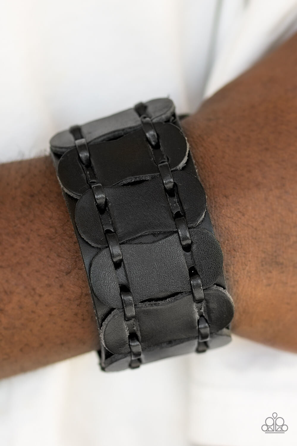 Paparazzi Bracelet “Traffic Control” Men’s Black Leather Bracelet