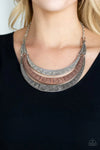 Paparazzi “Take All You Can Gatherer” Mixed Metal Stamped Bar Necklace