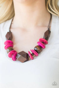 Paparazzi “Pacific Paradise” Pink Wooden Necklace