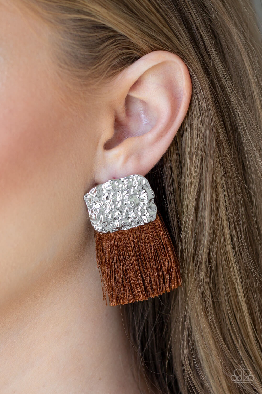 Paparazzi “Plume Bloom” Brown Tassel Earrings
