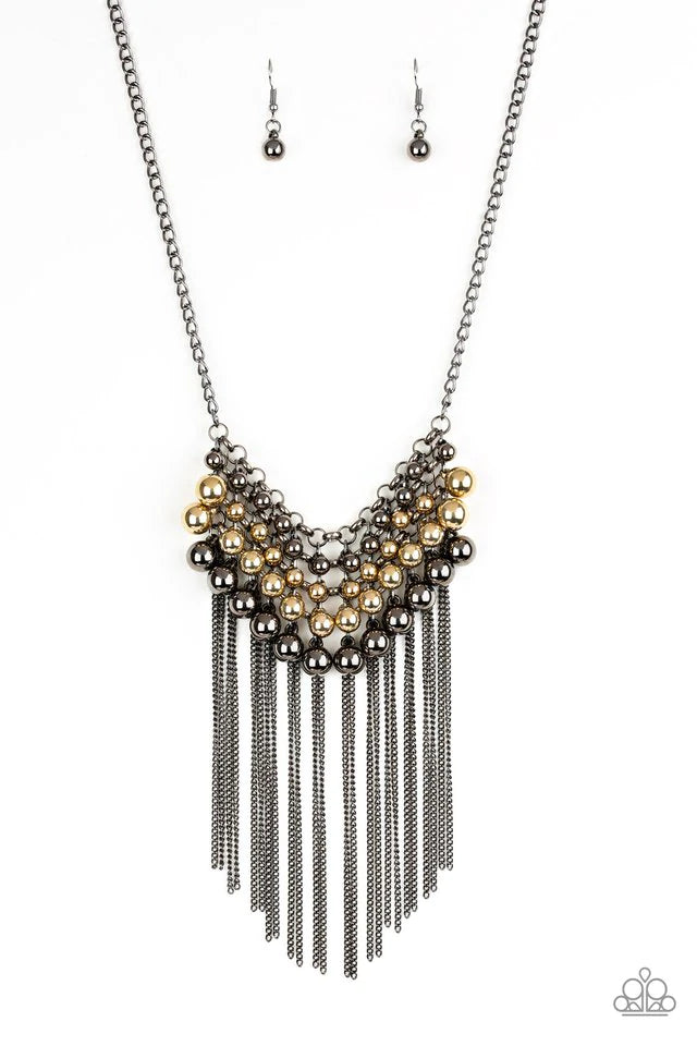 Paparazzi “Diva-de and Rule” Multi Mixed Metal Fringe Necklace