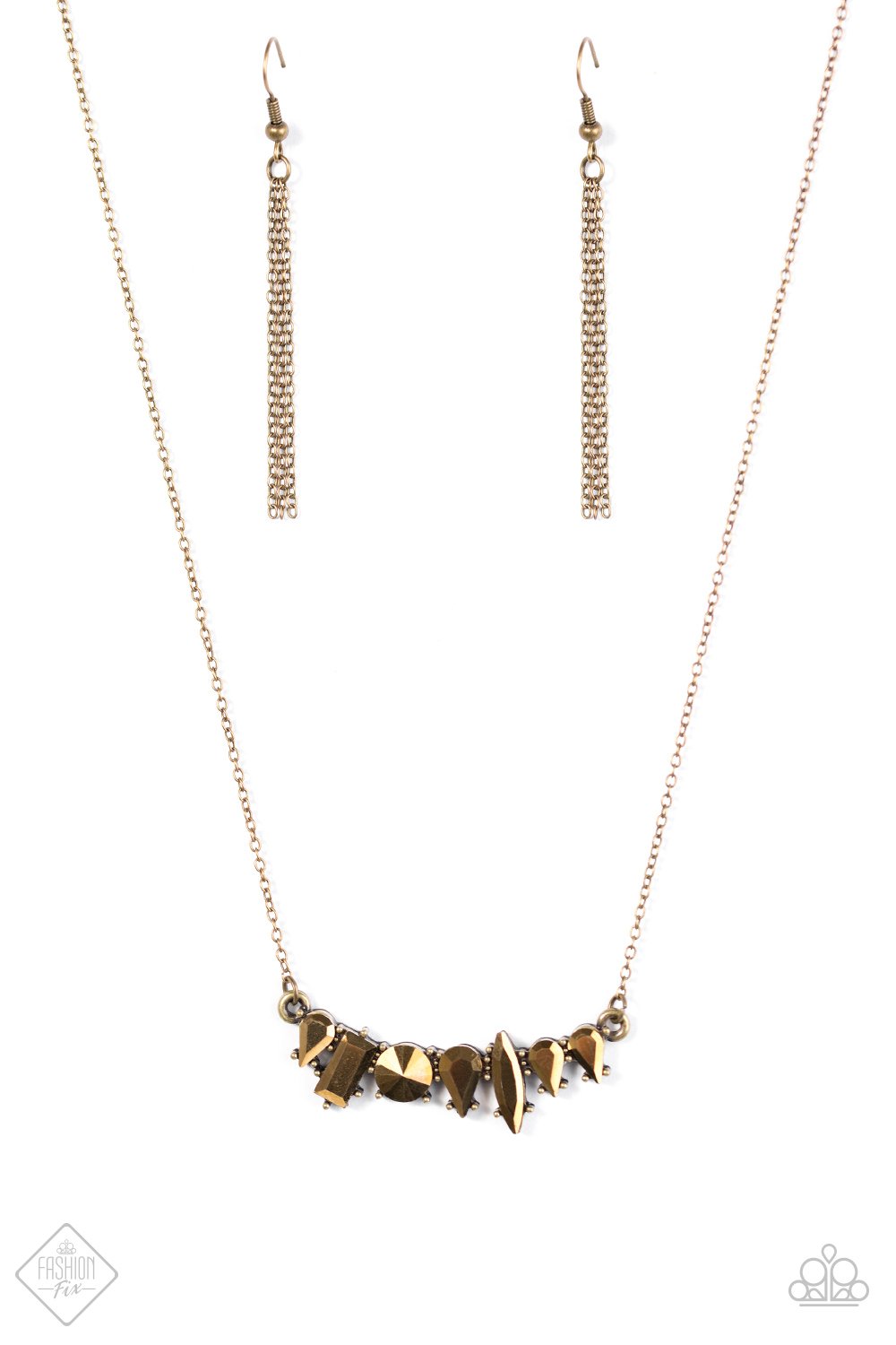 Paparazzi “Living the Luxe Life” Brass Aurum Rhinestone Bar Necklace