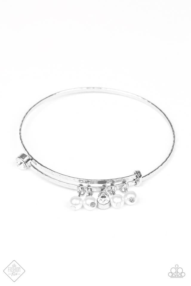 Paparazzi “Major Upscale” White Pearly Adjustable Bangle