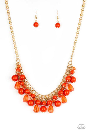 Paparazzi “Tour de Trendsetter” Orange & Gold Fringe Necklace