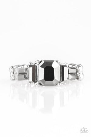 Paparazzi Ring “Born to Rule” Silver Hematite Dainty Stretch Ring