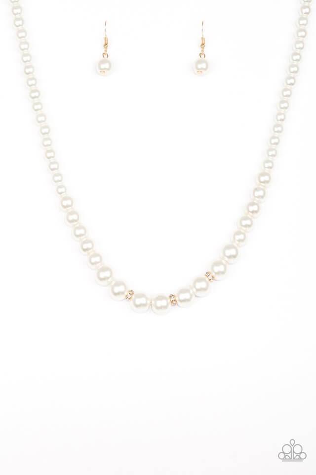 Paparazzi Necklace “Royal Romance” Gold with White Pearl Short Necklace - Brighten Up and Bling It