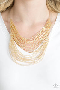 Paparazzi “Catwalk Queen” Gold Metallic Seed Bead Necklace