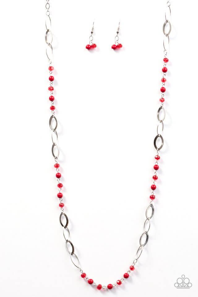 Vintage Paparazzi “Sparkling Sophistication” Red Bead Long Necklace