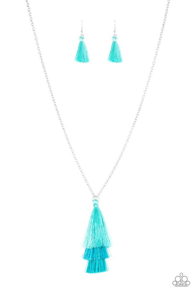 Paparazzi “Triple the Tassel” Blue Tassel Necklace