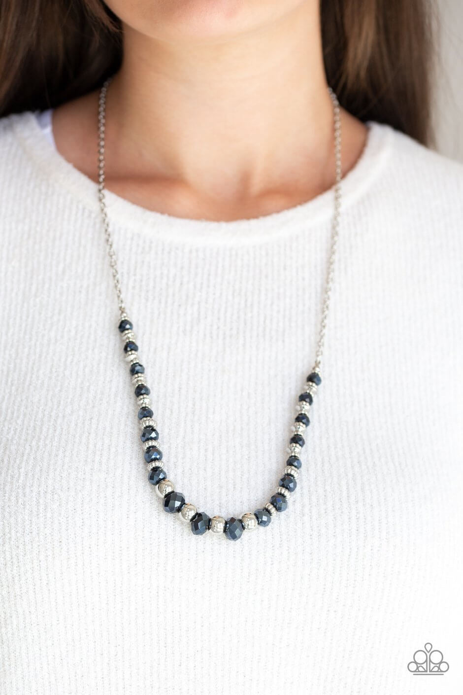 Paparazzi “Stratosphere Sparkle” Blue and Silver Sparkling Necklace