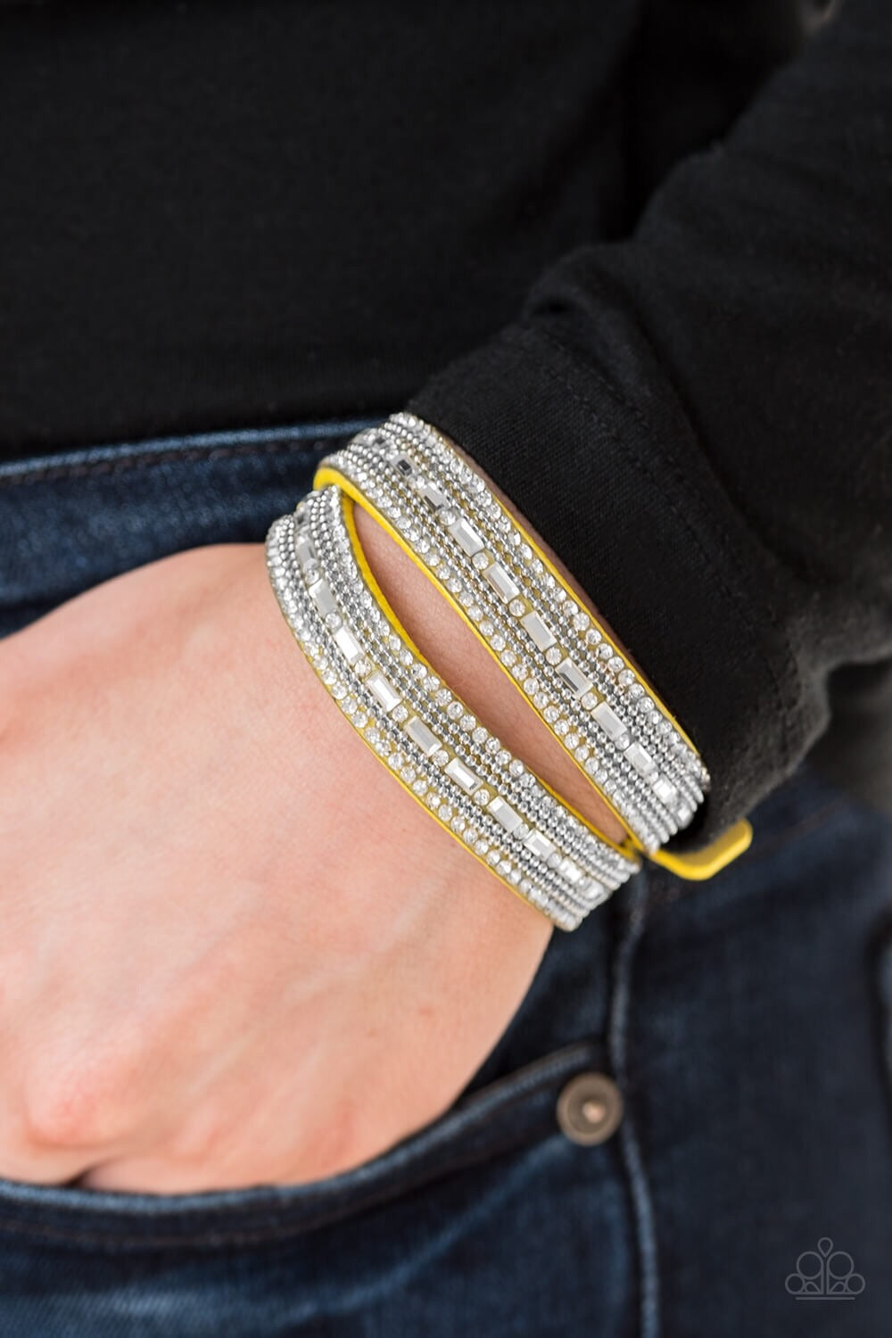 Paparazzi “Shimmer and Sass” Yellow Leather Wrap Bracelet